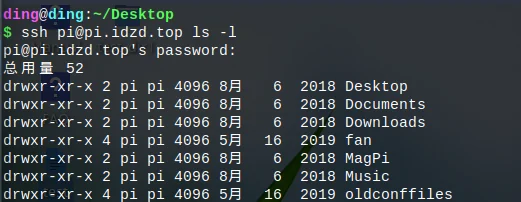 列出pi用户目录下文件