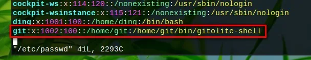 编辑etc/passwd文件,修改git用户默认shell