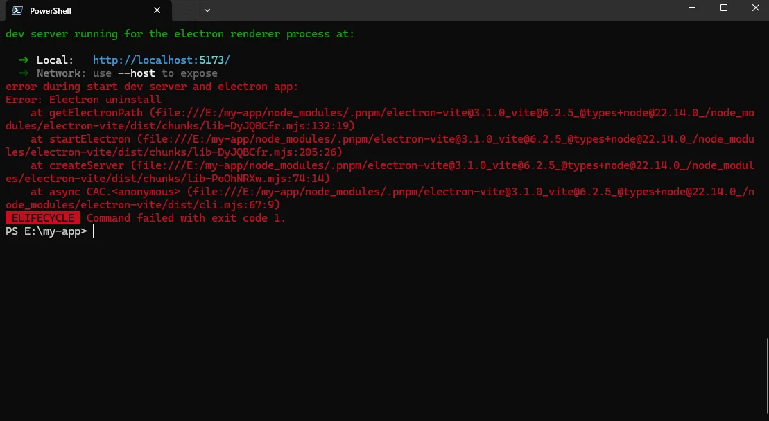 提示我 Electron uninstall 错误